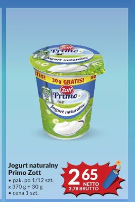 Jogurt naturalny Zott Primo promocja w Makro