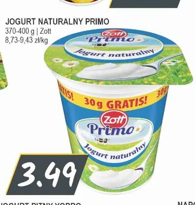 Jogurt naturalny Primo Zott promocja w Słoneczko