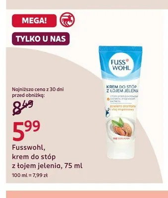 Krem do stóp Fusswohl z łojem jelenia promocja w Rossmann