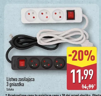 Listwa zasilająca 3 gniazdka promocja w Aldi