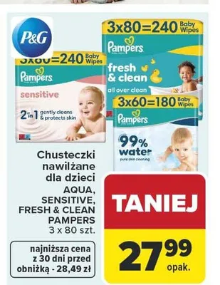 Chusteczki nawilżane dla dzieci Aqua Pampers promocja w Carrefour Market