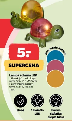 Lampa solarna LED - ślimak (różne kolory) promocja w Netto