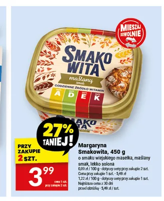 Margaryna Smakowita o smaku wiejskiego masełka promocja w Twój Market