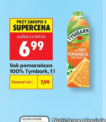 Sok pomarańczowy 100% Tymbark promocja w Biedronka