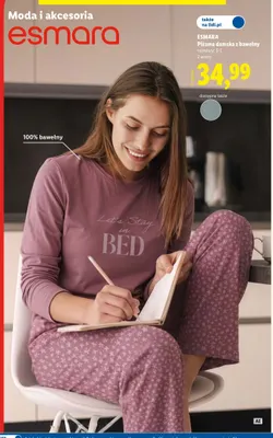 Piżama damska z bawełny Esmara promocja w Lidl