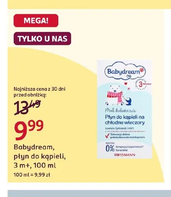 Płyn do kąpieli 3 m+ Babydream promocja w Rossmann
