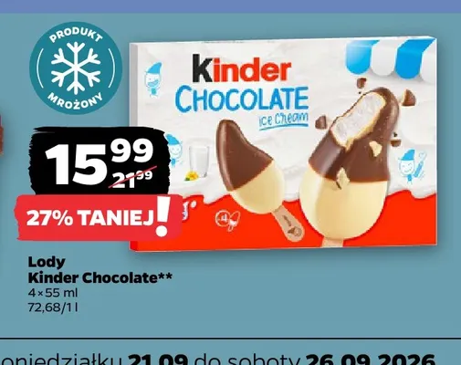 Lody Kinder Chocolate 4-pak promocja w Netto
