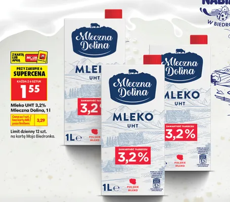 Mleko UHT Mleczna Dolina 3,2% promocja w Biedronka