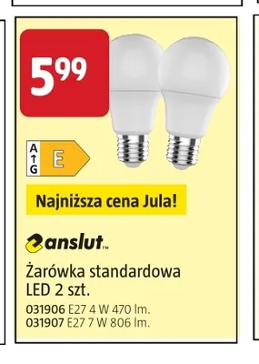 Żarówka standardowa LED 2-pak E27 7W 806lm Anslut promocja w Jula
