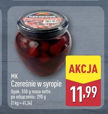 Czereśnie w syropie MK promocja w Aldi