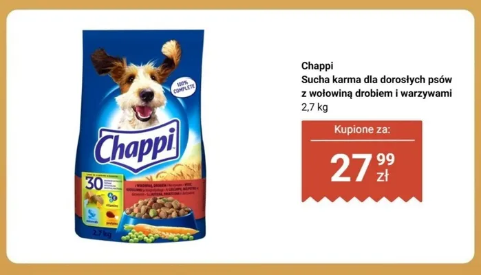 Sucha karma dla dorosłych psów Chappi z wołowiną drobiem i warzywami promocja w Biedronka