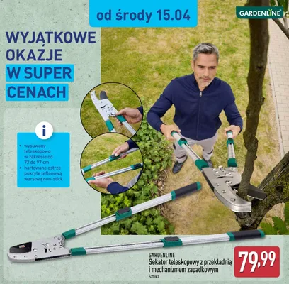 Sekator teleskopowy z przekładnią i mechanizmem zapadkowym promocja w Aldi
