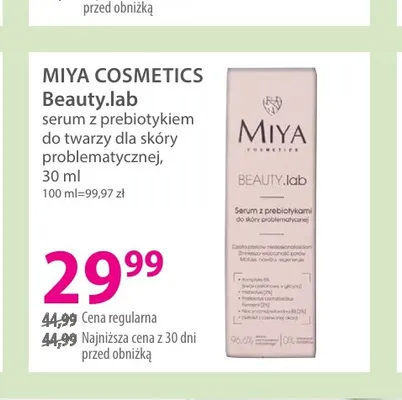Serum z prebiotykami do twarzy dla skóry problematycznej Beauty.lab Miya Cosmetics promocja w Hebe