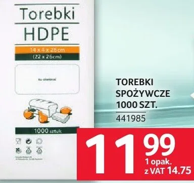 Torebki spożywcze HDPE 1000szt. promocja w Selgros
