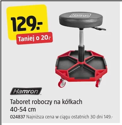 Taboret roboczy na kółkach 40-54cm promocja w Jula