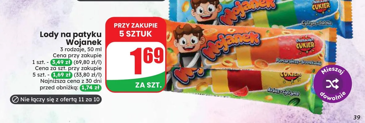 Lody na patyku Arbuz-Cytryna Wojanek promocja w Dino