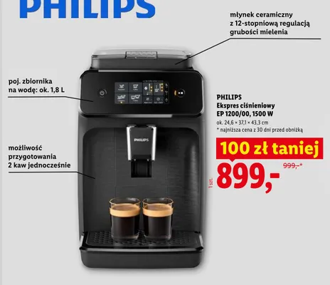Ekspres ciśnieniowy PHILIPS EP 1200/00 1500W promocja w Lidl