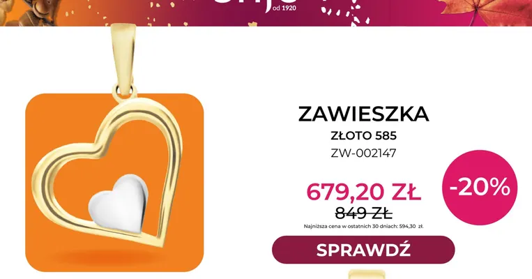 Zawieszka złoto 585 ZW-002147 Briju promocja w Briju
