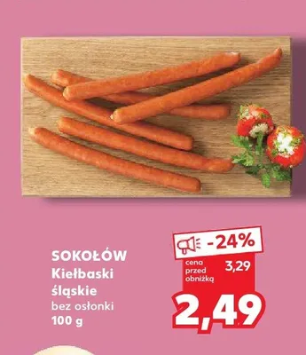 Kiełbaski śląskie Sokołów bez osłonki promocja w Kaufland