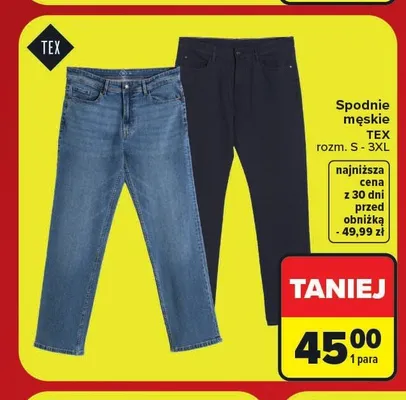 Spodnie męskie TEX promocja w Carrefour