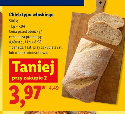 Chleb typu włoskiego promocja w Lidl