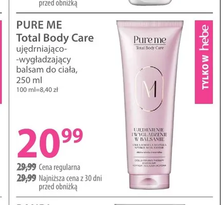 Balsam do ciała ujędrniająco-wygładzający Total Body Care Pure Me promocja w Hebe