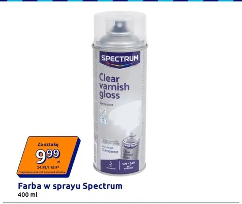 Farba w sprayu Spectrum Clear varnish gloss promocja w Action