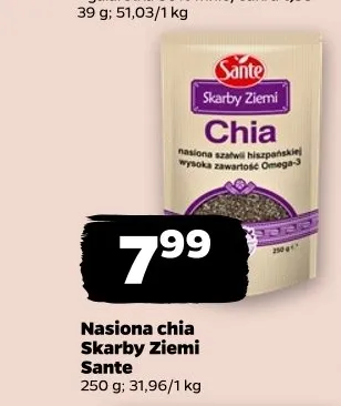 Nasiona chia Skarby Ziemi Sante promocja w Netto