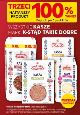 Kasza różne rodzaje jaglana, gryczana, manna, bulgur, pęczak, prażona, orkiszowa promocja w Kaufland