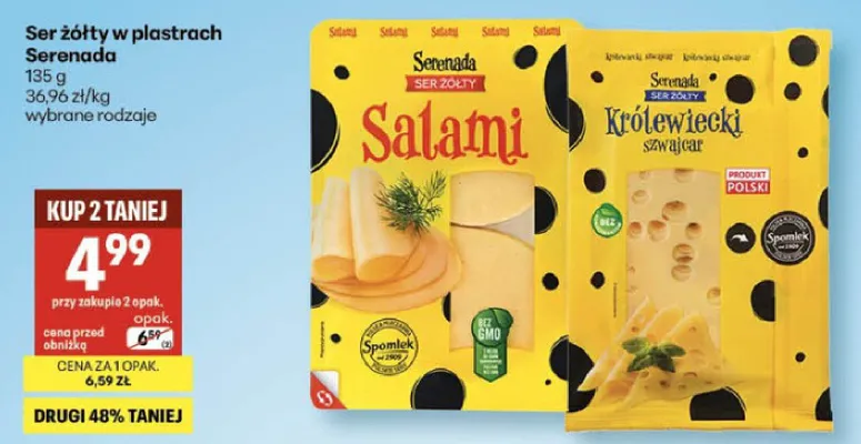 Ser żółty w plastrach Serenada Salami promocja w Delikatesy Centrum