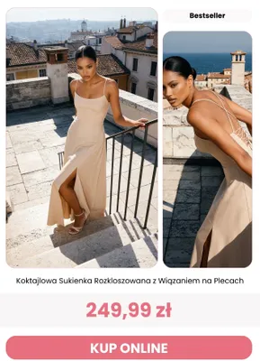Sukienka koktajlowa rozkloszowana z wiązaniem na plecach Renee promocja w Renee