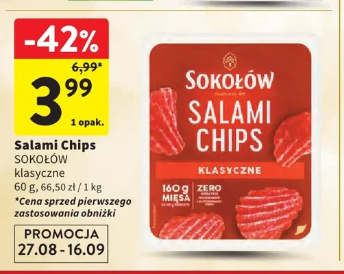 Salami Chips klasyczne Sokołów promocja w Intermarche