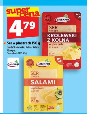 Ser w plastrach Gouda Mlekpol promocja w TOPAZ