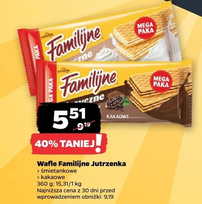 Wafle Familijne kakaowe promocja w Netto