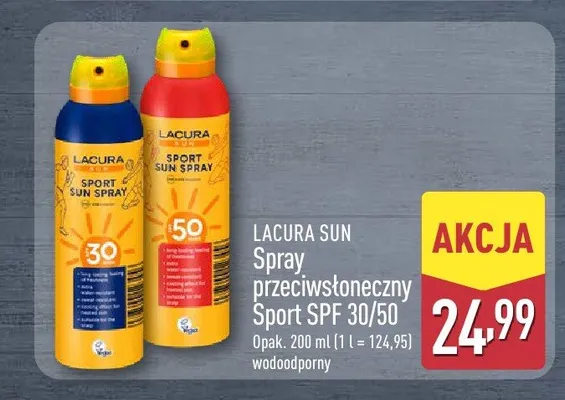 Spray przeciwsłoneczny Sport SPF 30 Lacura Sun promocja w Aldi