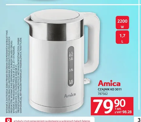 Czajnik Kd 3011 Amica promocja w Selgros