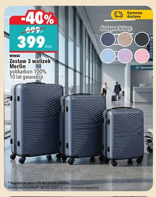 Zestaw 3 walizek Merlin Wings promocja w Biedronka