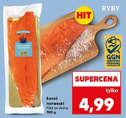 Łosoś norweski filet ze skórą promocja w Kaufland