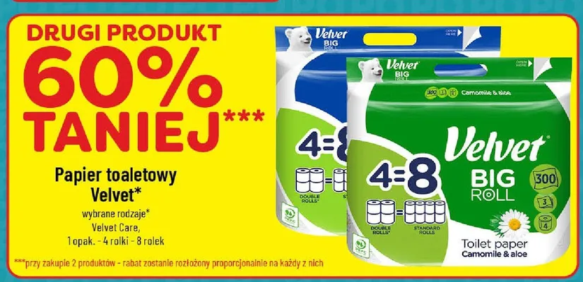 Papier toaletowy Velvet promocja w POLOmarket