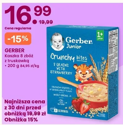 Kaszka 8 zbóż z truskawką Gerber promocja w Frisco