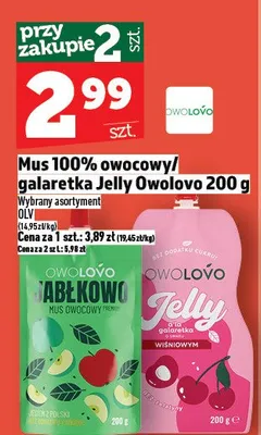 Mus 100% owocowy galaretka Jelly Owolovo 200 g promocja w TOPAZ