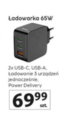 Ładowarka 65W 2x USB-C, USB-A, ładowanie 3 urządzeń jednocześnie, Power Delivery promocja w Auchan