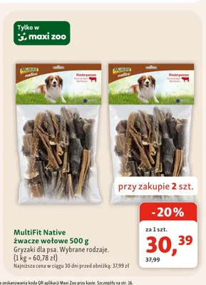 Gryzaki dla psa MultiFit Native żwacze wołowe promocja w MAXI ZOO