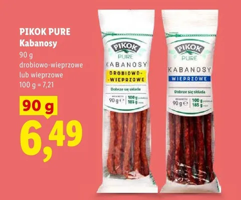 Kabanosy drobiowo-wieprzowe Pikok Pure promocja w Lidl