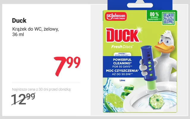 Krążek do WC żelowy Duck promocja w Rossmann