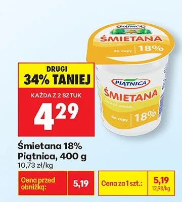 Śmietana 18% promocja w Biedronka