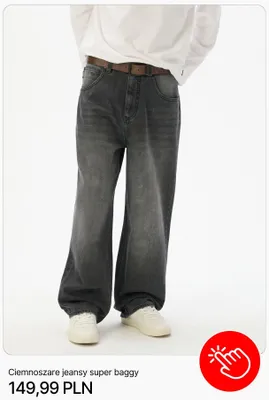 Ciemnoszare jeansy super baggy Cropp promocja w Cropp