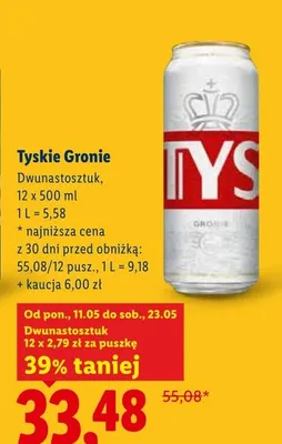 Piwo Tyskie Gronie 12-pak 500ml promocja w Lidl
