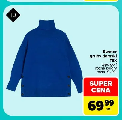 Sweter gruby damski typu golf TEX promocja w Carrefour