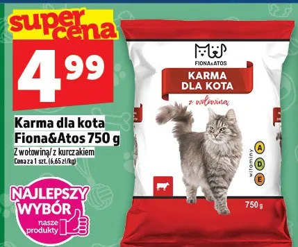 Karma dla kota Fiona&Atos z wołowiną z kurczakiem promocja w TOPAZ